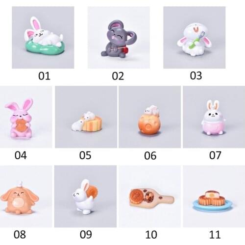 Micro Landscape Small Ornaments Eat Moon Cakes Rabbit Resin Crafts Cute Rabbit Easter Decoration Miniature Rabbit Mini Rabbit