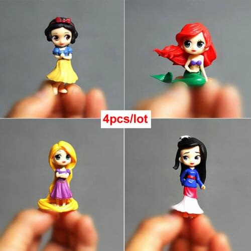 Mini Disney Princess 3-5cm Mermaid Tangled Mulan And Snow White Figure Toys Model Doll Figurine Home Office Decoration