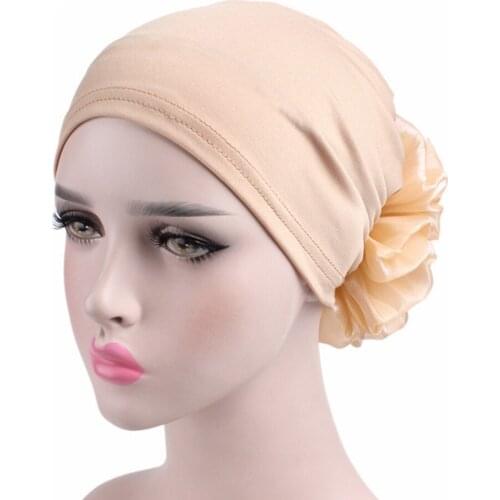 Fashion Flower Turban Women Head Wrap Chemo Cap Solid Color Turbante