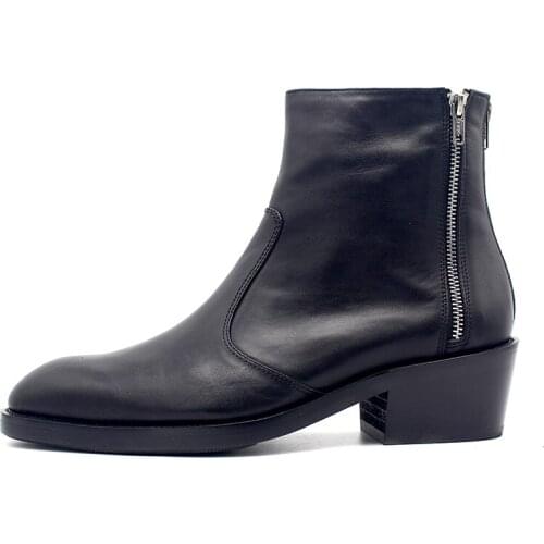 Autumn Winter Height Increasing Cowboy Cargo Boots High Quality Handmade Short Boot Men