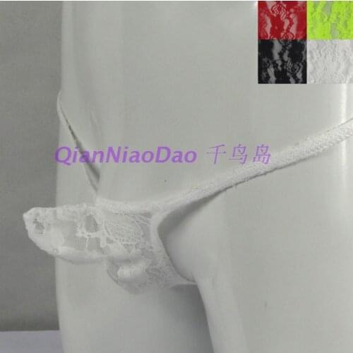 Mens thong panties elastic lace push forward upward