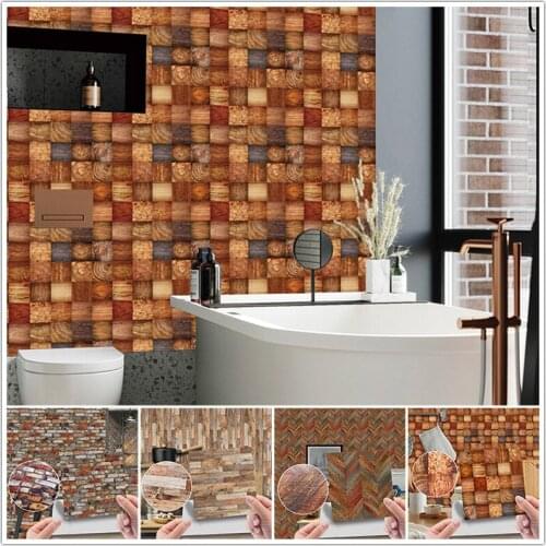 20Pc Simulation Wood Grain Tile Stickers Retro Brick Grain Floor Waterproof Self-Adhesive Pvc Home Decoration Renovation Sticker