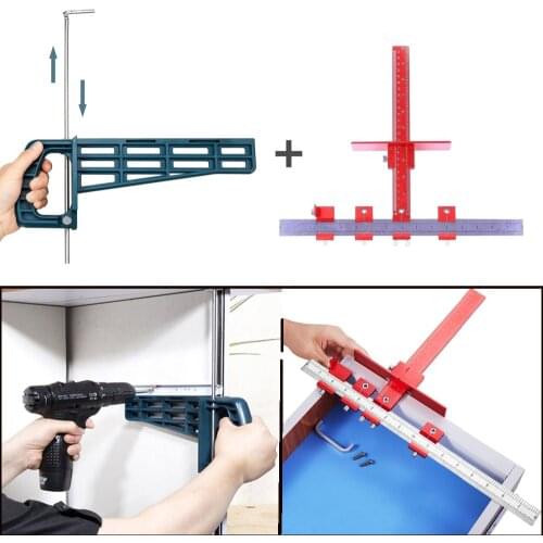 Woodworking Drill Guide Sleeve Cabinet Hardware Jig or Drawer Pull Magnetic Drawer Slide Jig Set Mounting Tools