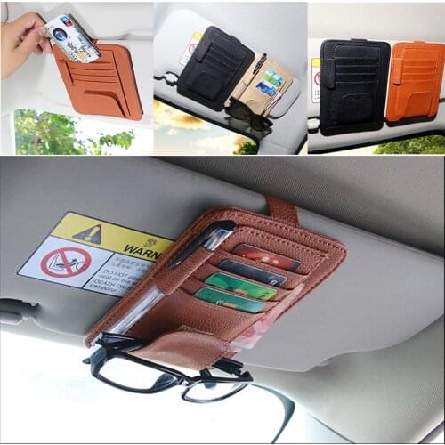 Car Sun Visor Organizer Bill Pen Card Holder CD DVD Organizer Storage Box Sunglasses Clip Stowing Tidying Car Accessories