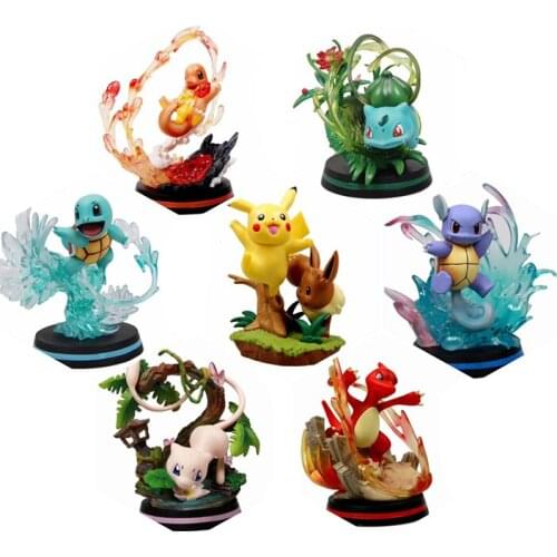 Genuine Pokémon Anime Figure Yusanjia Kawaii Toys For Children Pop It Pikachu Bulbasaur Charmander Squirtle Desktop Ornaments