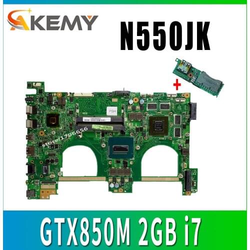 Send board+GTX850M 2GB i7 N550JK Motherboard for ASUS Q550JV G550J G550JK N550JV N550JV N550J laptop Motherboard Mainboard HM86