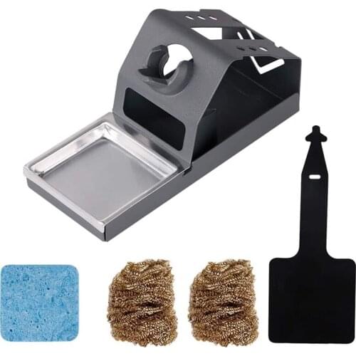 T12 Soldering Iron Station Stand Stable Welding Solder Iron Tips Holder With Insulation Pad Brass Wire Ball Tip Cleaner