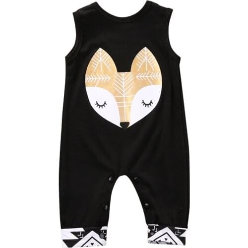 Pudcoco Toddler Newborn Infant Baby Boy Girl Romper Clothes Sleeveless Cartoon Fox Rompers One Pieces Sunsuit
