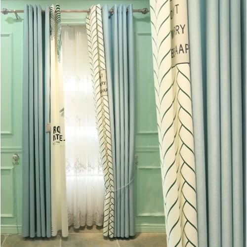 Curtain Blackout Blinds Yarn Blue Nordic Curtains For Bedroom Living Room Fabric Pastoral Mordern cortinas para la sala шторы