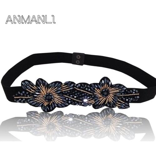 Version of the ultra-wide elastic lady waist binding belt with personality fashion flower diamond dress decoration belt FC02