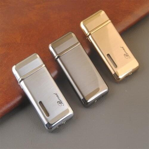 Ultra-Thin Windproof Red Flame Visible Gas Window Turbo Circulating Charge Gas Metal Lighter Smoking Accessories Gift For Men
