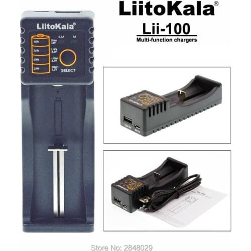 2PCS Liitokala Lii-100 1.2 3.7 3.2 3.85 The AA /AAA 18650 18350 26650 10440 14500 16340 25500 Lithium NiMH battery smart charger