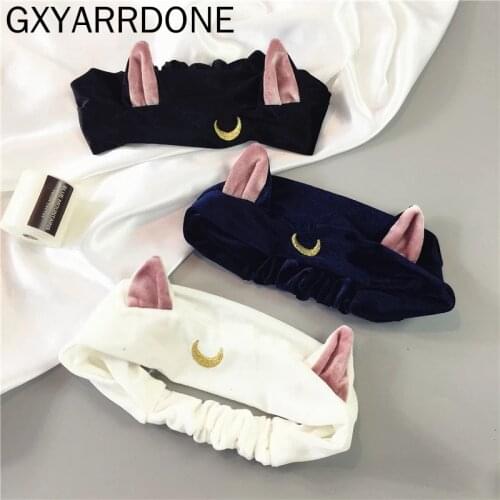 ON SALE 1PC 2019 Sailor Moon Luna Cat Ears Hair Band Hair Accessory Headband Cute Face Washing Clean Makeup Tool Lolita Headwear