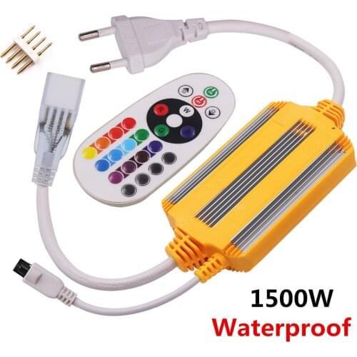 EU 220V Waterproof 24key IR remote controller 1500W 2500W For 5050 2835 RGB LED Strip Neon Light