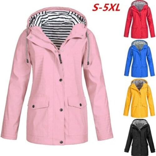 Waterproof sunscreen outdoor sportswear womens jacket jacket casual hooded long-sleeved loose jacket striped plus size assault