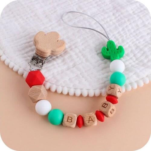 Leaf Shaped Pacifier Clips Personalized Name Dummy Nipple Holder Baby Teat Chain Toy Stroller Teething BPA Free Baby Accessories