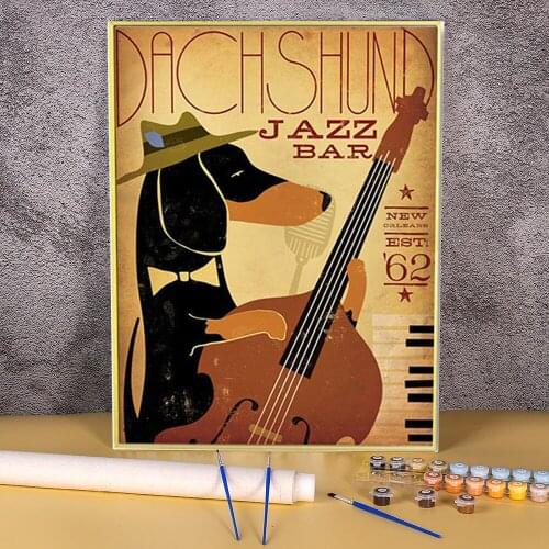 Animal Dog Dachshund Coloring By Numbers Painting Package Oil Paints 40*50 Canvas Painting Home Decoration For Handicraft