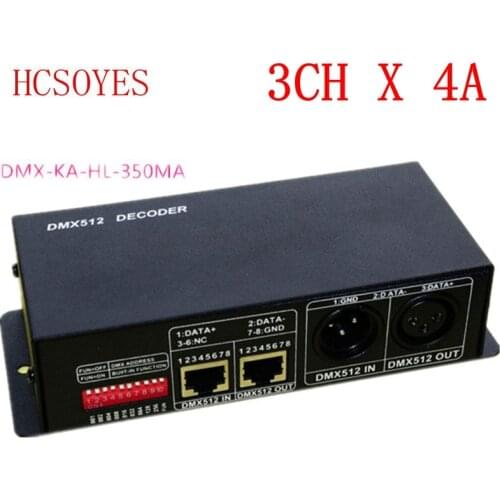 1 pcs/lots) 3ch x 4A DMX-NET-K-3CH DMX Decoder led Controller use for RGB 5050 3528 LED Strip Light DC12V-24V