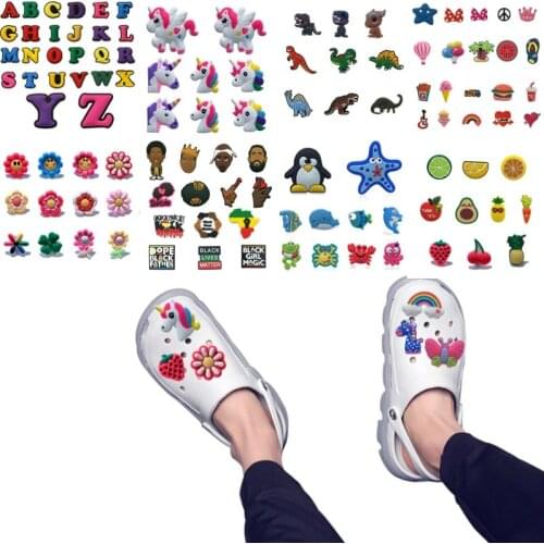 100pcs Unicorns Animals Flowers PVC Shoe Charms Accessories Shoe Decorations Rainbow Sweet Ornaments for Girls Kids Gift