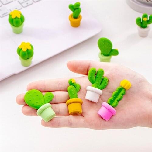 15Pcs Cute Cactus Shape Eraser Student Learning Stationery for Child Creative Gift Kids Eraser Novelty Erasers