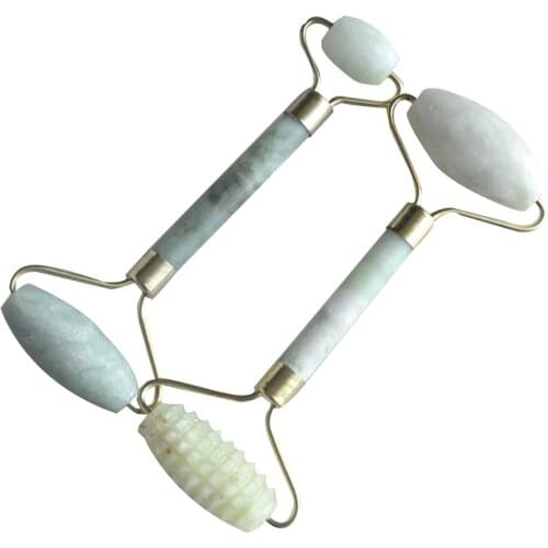 2Pcs Natural Jade Facial Massage Guasha Roller Traditional Medicine Jade Massage Stone Body Facial Skin Health Care Beauty Tool