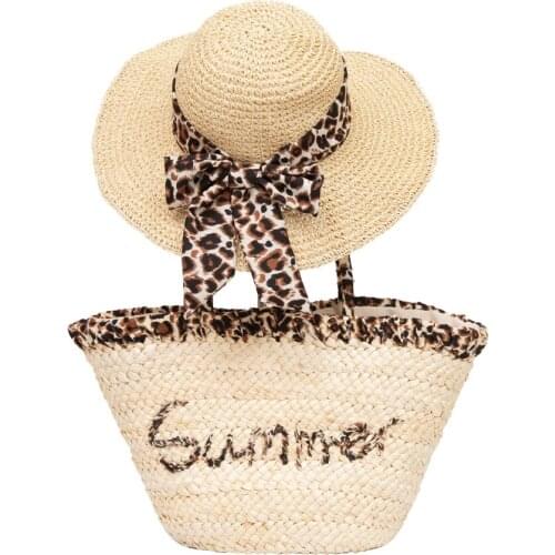 2021 Hand-Embroidered Parent-Child Beach Sun Protection Straw Hat Package Set