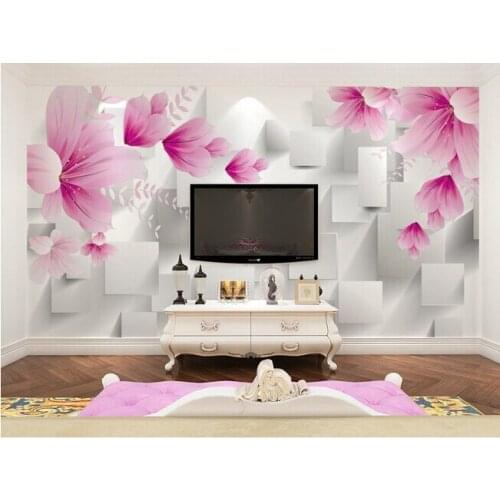 The custom 3D murals,3D stereo square red flowers papel de parede,living room sofa TV wall bedroom wall paper