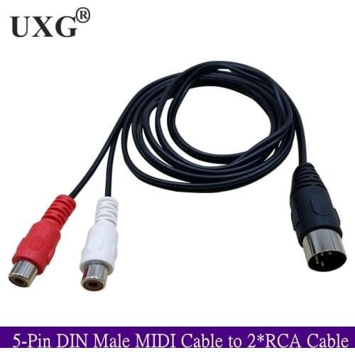 MIDI DIN 5Pins Male to 2 RCA Phono Female Socket Jack MF Audio Cable 0.5M 1.5M Car Accessories