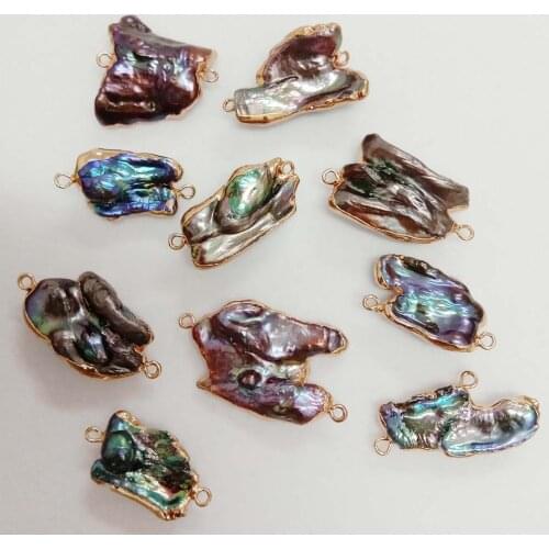 5 PCS /LOT 100% freshwater loose pearl with baroque shape, big baroque shape pearl with 2 hangings ,DIY PEARL BEADS, COLORFULL