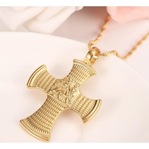 Bangrui Ethiopia Jewelry Big Cross Pendant yellow Gold Filled Jewelry For Women Men Gold color Coptic Cross Pendant