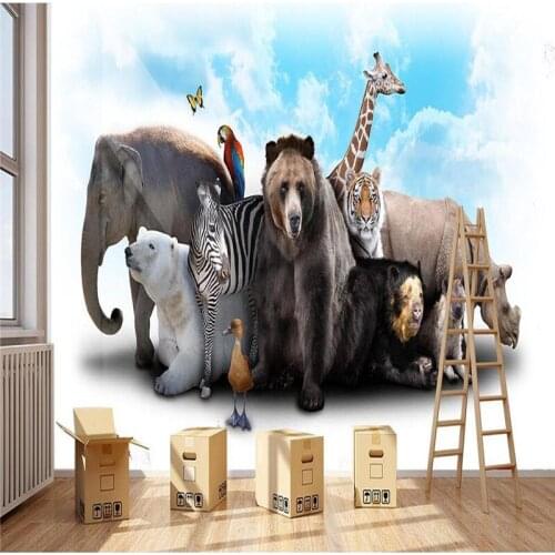 Beibehang Large Custom Wallpapers 3D Animals Family Portrait Art Cafe Elegant Living Room Entertainment Wallpaper Home Decor