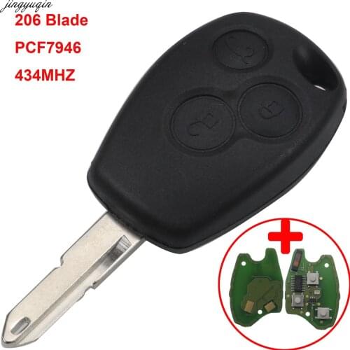 Jingyuqin 3 Button Car Remote Key Fob PCF7946 Chip 434MHz For Renault /Kangoo II /Clio III Auto Replacement Keyless Alarm