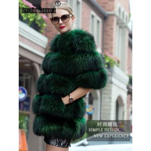 Half Sleeve Warm Trendy Thicken Womens Tops and Blouses Hot Fashion Real Fox Fur Coat New Style Slim Womens Natural Fur Jacket
