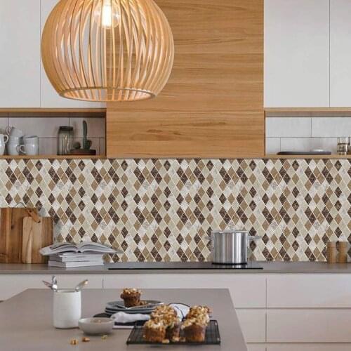 Cocotik 4 Sheets 12"x12" 3D Adhesive Wallpaper Peel And Stick Backsplash Tiles Kitchen Bathroom Heatproof Mosaic Vinyl Stickers