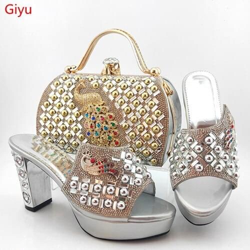 Doershow Italian Design Shoes and Bag To Matching African Shoes and Bag Set For Party Nigerian Women Fashion Shoe!SYG1-21
