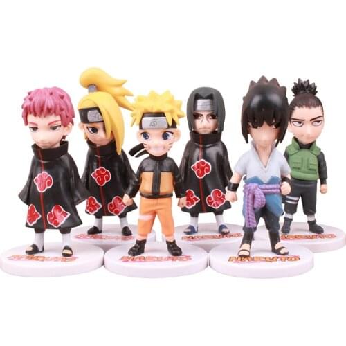 6Pcs/Set Anime Naruto Figure Uzumaki Naruto Sasuke Deidara Uchiha Itachi Nara Shikamaru PVC Action Figurine Statue Model Toy