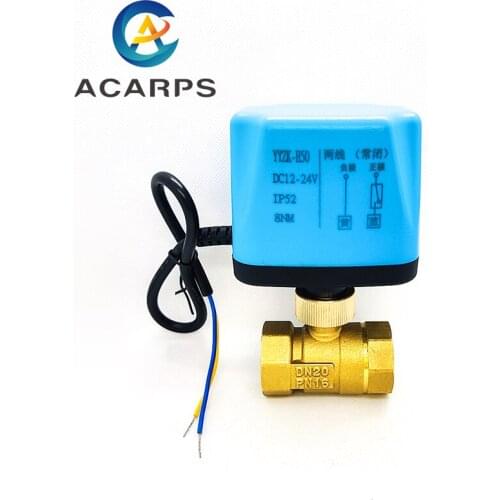 3/4" Electric Ball Valve AC220V DC12V DC24V 2-wire Brass Electric Ball Valve Normally Closed Motorized Ball Valve