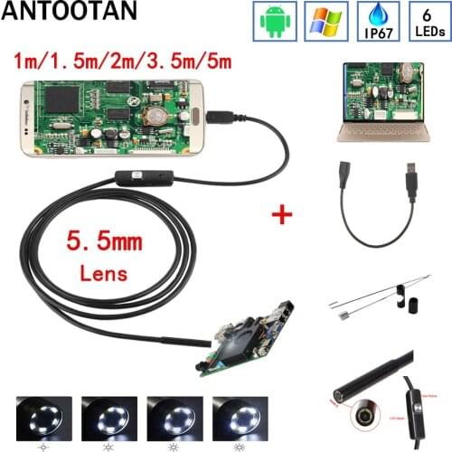 5.5/7/8mm Lens Endoscope Camera 1M To 5M Wire HD Borescopes Waterproof Led Light For Searching Thing Car Repair Pipe Inspection