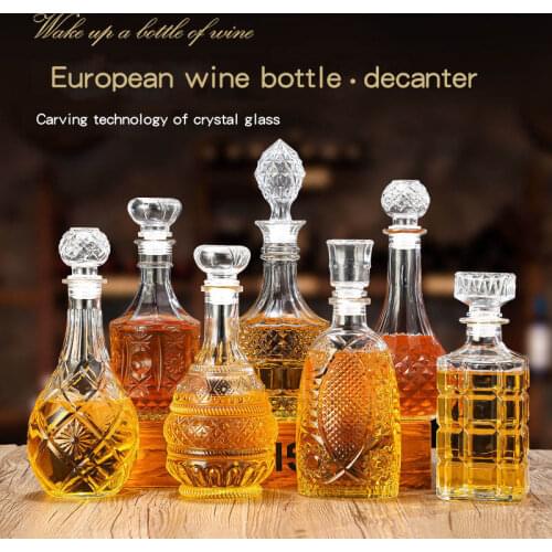 Whiskey Decanter Crystal Wine Glasses Champagne Cocktail Drinkware Beer Containers Shot Glasses Vodka Bottle Home Bar Tool Decor