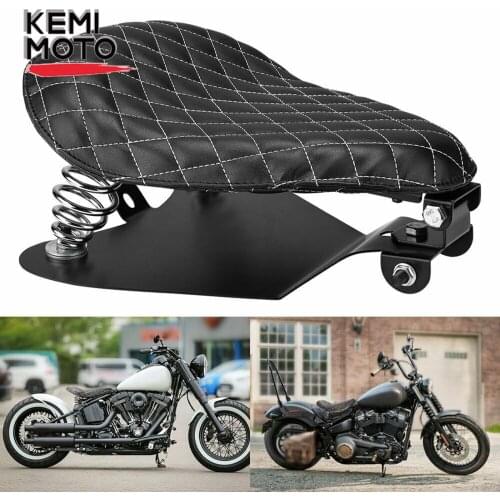 KEMIMOTO Motorcycle Solo Seat Spring Base Plate for Sportster 883 Dyna Bobber Chopper Black Leather Steel Springs Custom