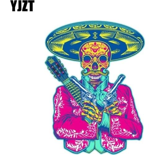 YJZT 10.9CM*14.5CM Classic Car Sticker Creative Funny Sugar Skull PVC Decal 6-0024