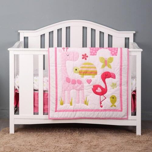 3pcs Infant Luxury Baby Crib Bed Bedding Set ChildRoom Decoration For Girls Baby Nursery I Fitted Sheet, Crib Quilt, Dust Ruffle