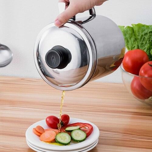 1.8L Stainless Steel Oil Filter Cup Lid Cover Dripping Container Oil Filter Cup Oil Residue Separator Home Kitchen Strainer Tool