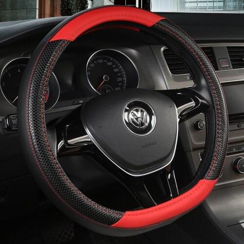 D Shape Leather Car Steering Wheel Cover Four Seasons Steering Wheel Hubs for VW GOLF 7 8 2015 POLO JATTA Interior Accessories