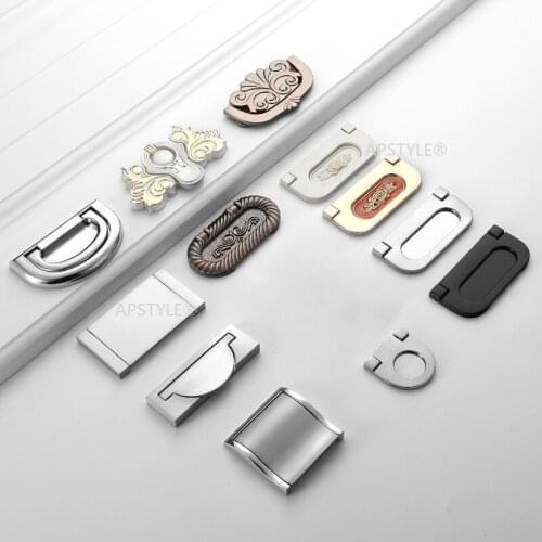 Furniture Door Hardware Kitchen Cabinet Handle Zinc Alloy Hidden Drawer Cupboard Knob Decorative Ivory White Bronze