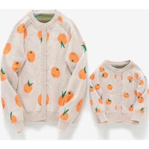 Melario Family Matching Outfits Mother Daughter Knit Shirts Autumn Womens Baby Girls Long Sleeves Printing Cardigan Sweaters