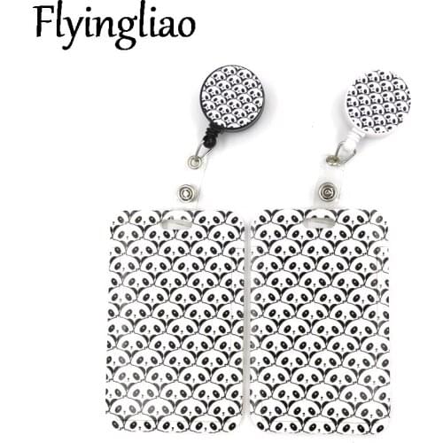 Panda Animal Fashion Women Card Holder Lanyard Colorful Retractable Badge Reel Nurse Doctor Student Exhibition ID Card Clips