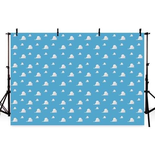 Cartoon Toy Candy Blue Sky White Clouds Children Birthday Party Baby Shower Photography Studio Backdrop Photo Background