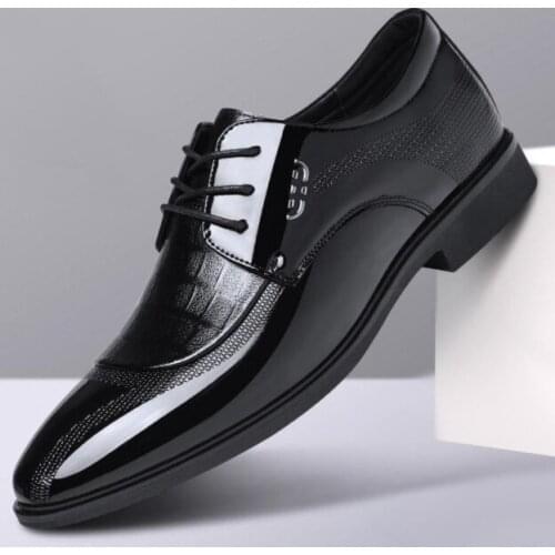 Mens Business Dress Casual Shoes for Men Soft Patent Leather Fashion Mens Comfortable Oxford Shoes