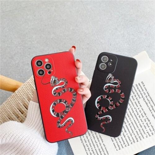 Snake fashion soft Case For iPhone 11 12 Pro Max mini 7 8 Plus XR X XS MAX se luxury silicone phone Cover 3d Relief fundas capa